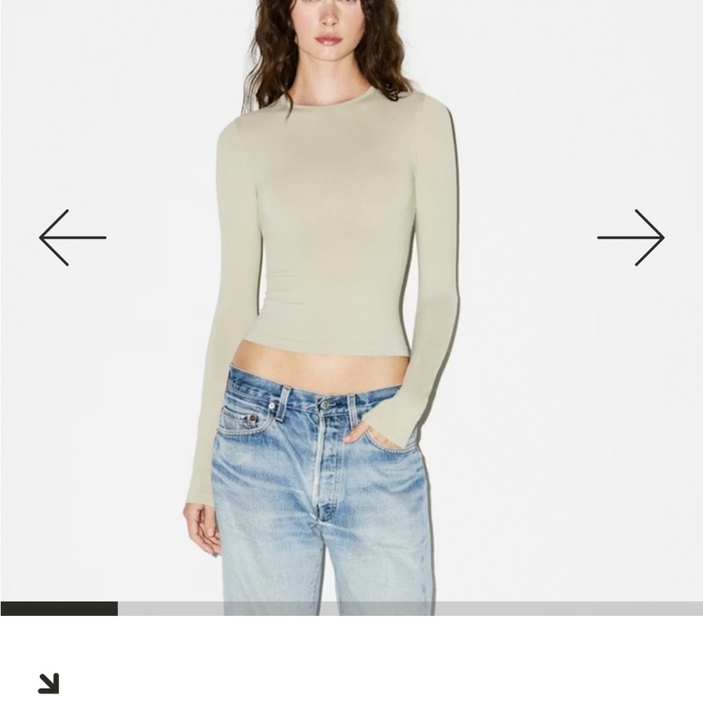 Skims long sleeve soft smoothing tee in elm green